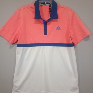 Adidas Colorblock Performance Polo Shirt Men’s Medium Pink Blue White